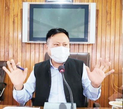 APC Y Kikheto Sema, IAS addressing the core committee meeting held to take stock of drought in the State at the Secretariat conference hall, Kohima on July 15. (DIPR Photo)